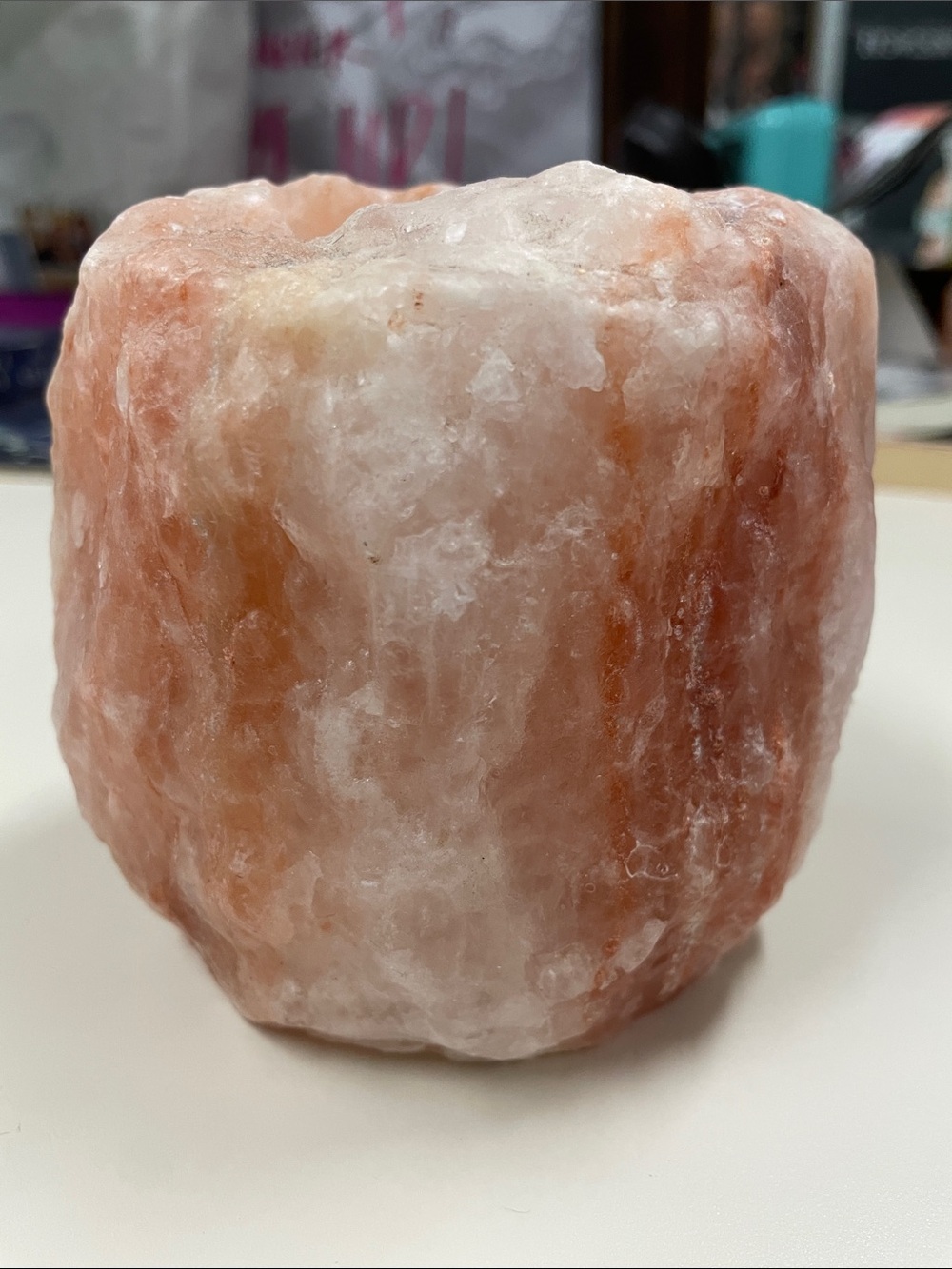 Himalayan pink salt stone tealight candle holder